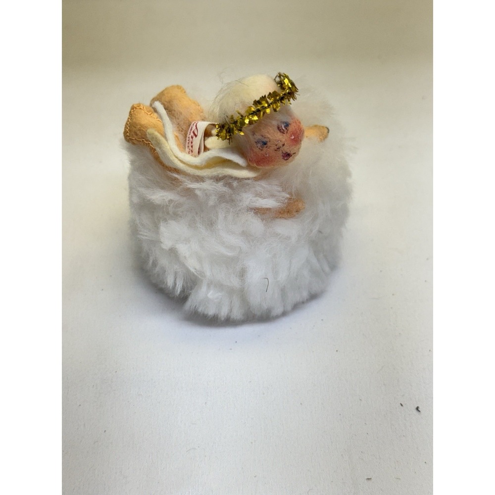 Annalee Doll Set Of 2 Angel Cherub on Fluffy Cloud Felt Figurines 1971 & 1981 - Picture 7 of 11